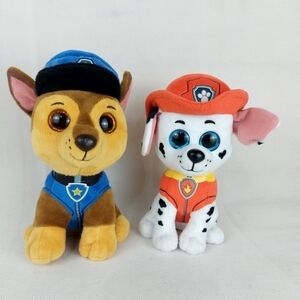 Paw Patrol TY plush Chase and Marshall 2020 lot of 2 plush 7"